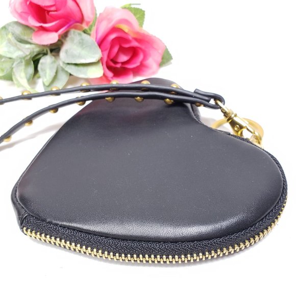 Black Leather Heart Wristlet, by and Other Stories - Picture 5 of 13